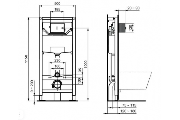 TT00003/123JG CЕТ Промо-комплект Tesi T536001 Подвесной унитаз + Сиденье; R020467 Инсталляция; панель смыва R0123JG В ПОДАРОК